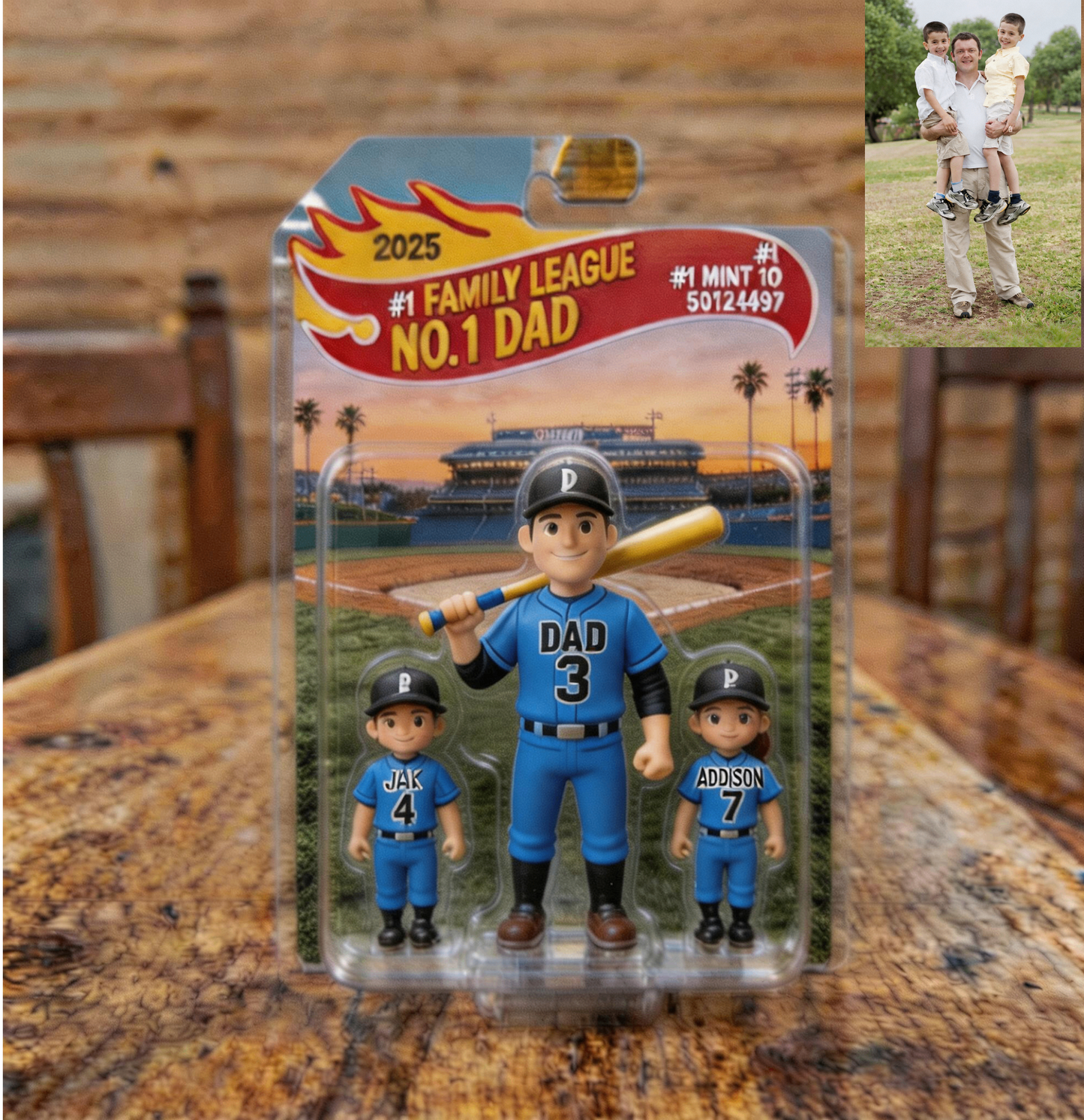 Custom Photo 3D Color Printing Figurine Best Baseball Dad Ever Keepsake
