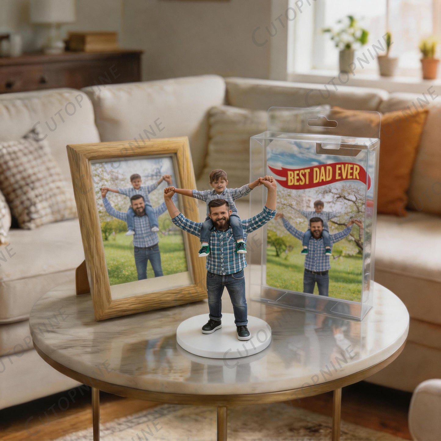 Custom Photo 3D Color Printing Figurine Best Dad Ever Keepsake
