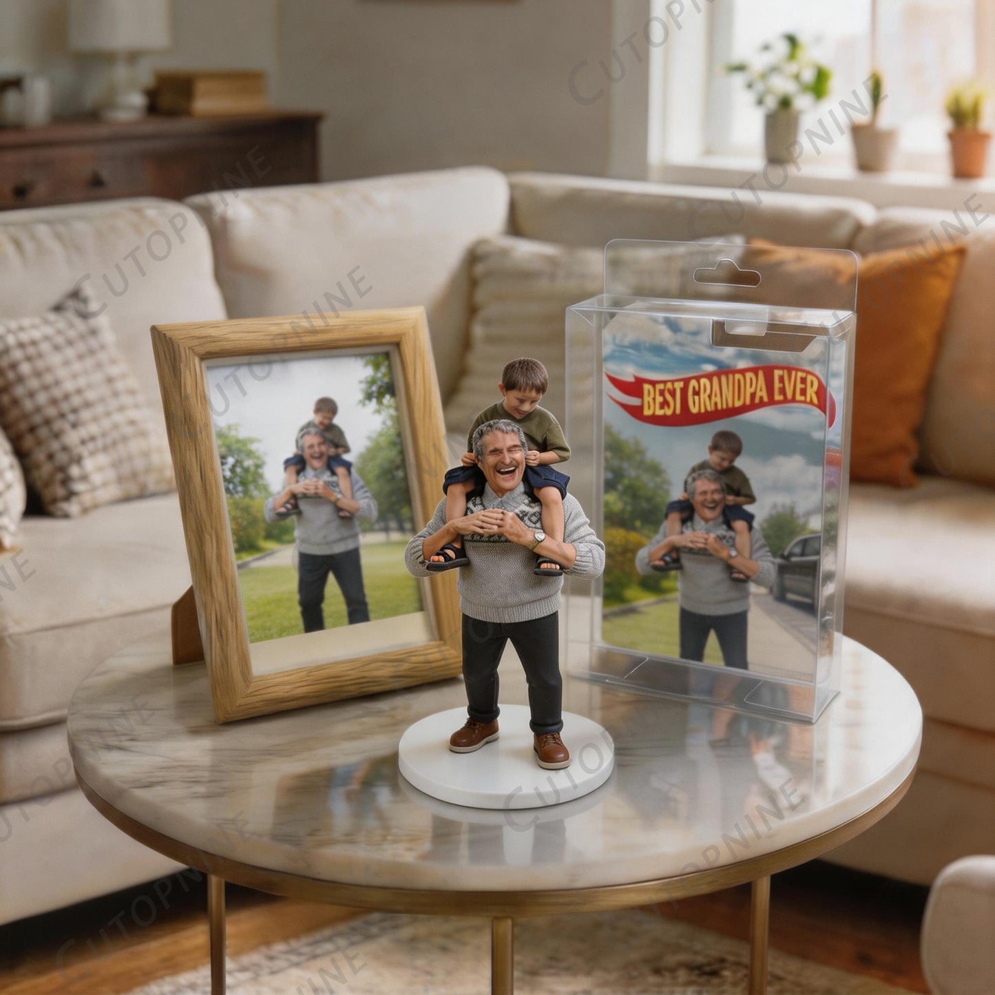 Custom Photo 3D Color Printing Figurine Best Grandpa Ever Keepsake