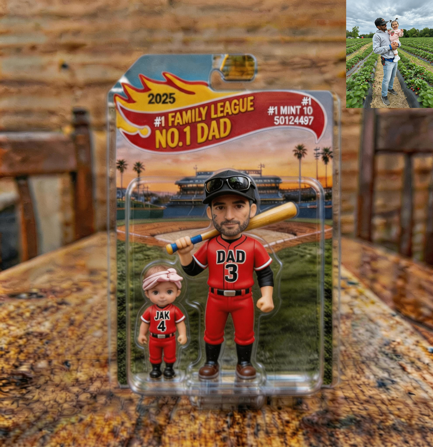 Custom Photo 3D Color Printing Figurine Best Baseball Dad Ever Keepsake