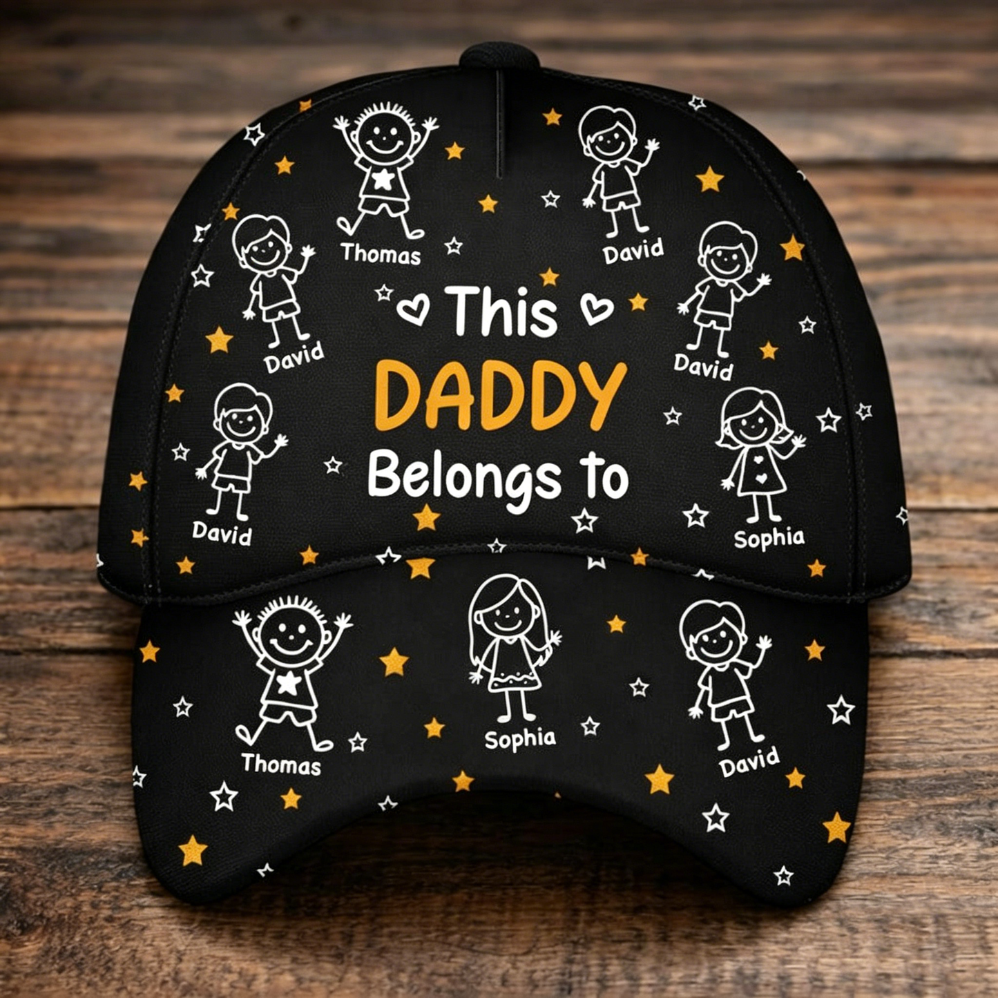 Customizable Stick Figure Grandpa Hat With Kids Names This Grandpa Belongs To Personalized Father’s Day Gift