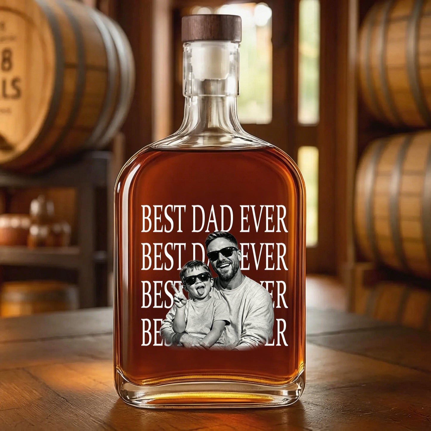 The "Best Dad Ever" Custom Portrait Whiskey Bottle