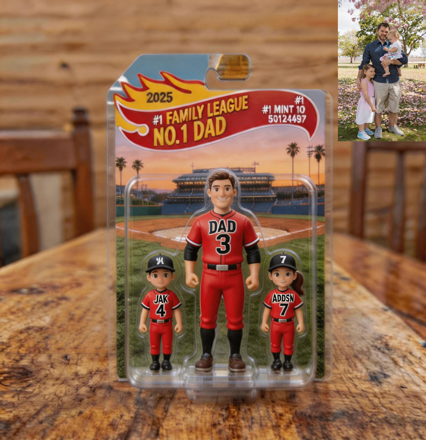 Custom Photo 3D Color Printing Figurine Best Baseball Dad Ever Keepsake