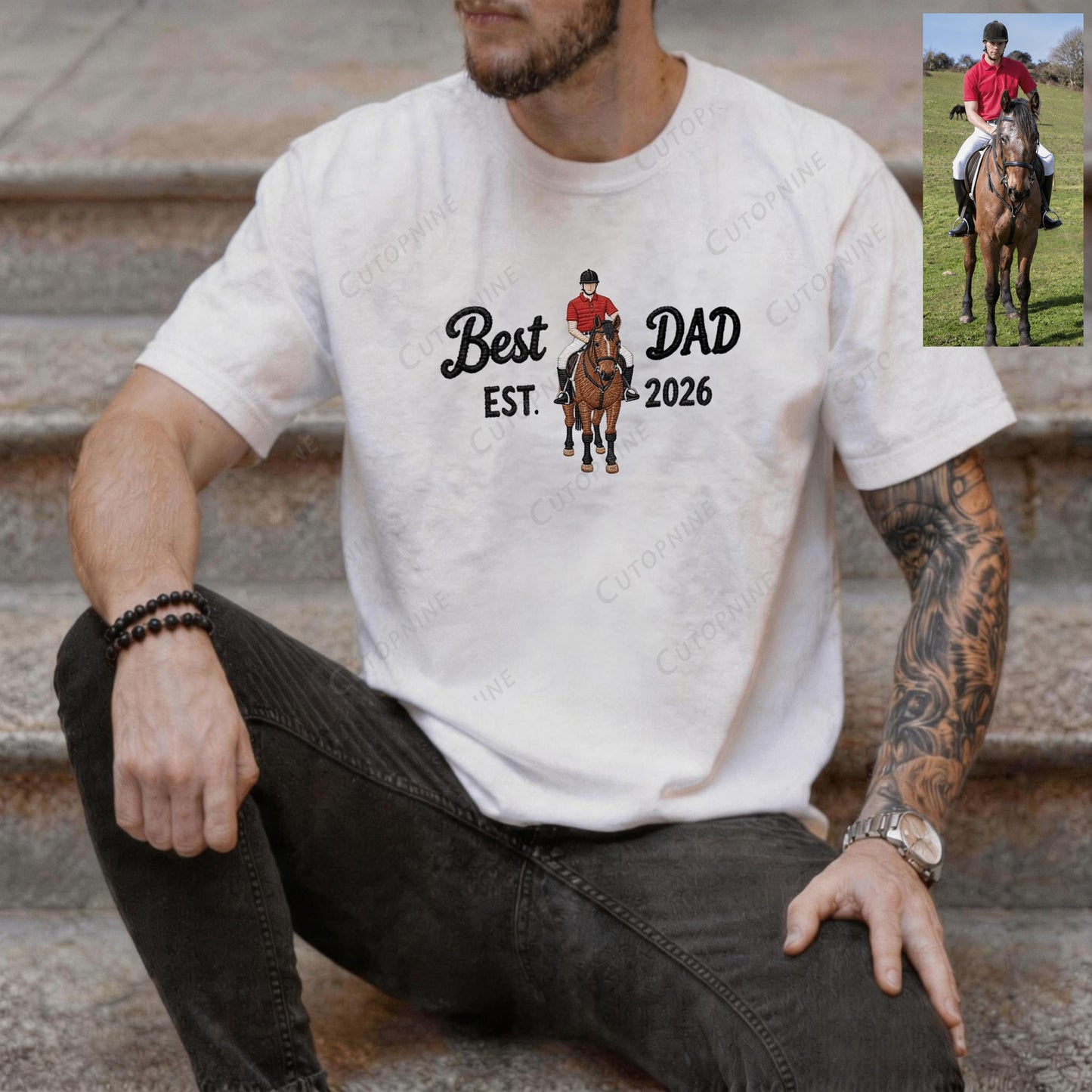 "Best Dad EST" Golf Dad Embroidered Shirt, Personalized Year Golf T-Shirt