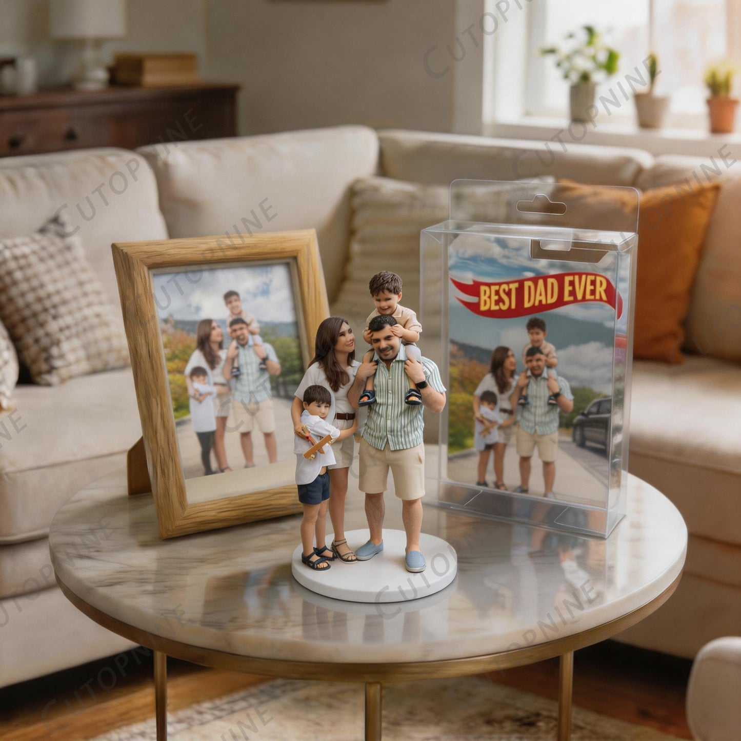 Custom Photo 3D Color Printing Figurine Best Dad Ever Keepsake