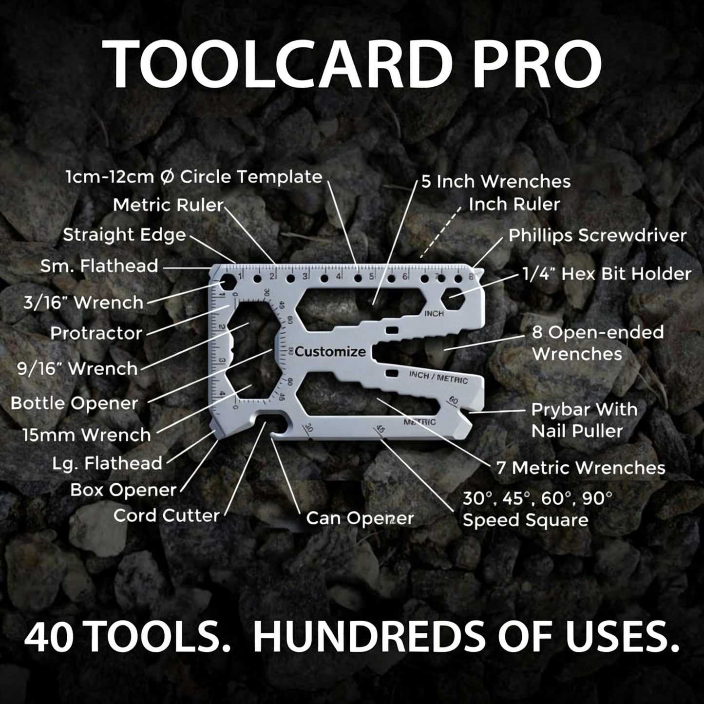 Custom Name Compact Credit Card Style Multitool Heavy Duty EDC Tool For Men