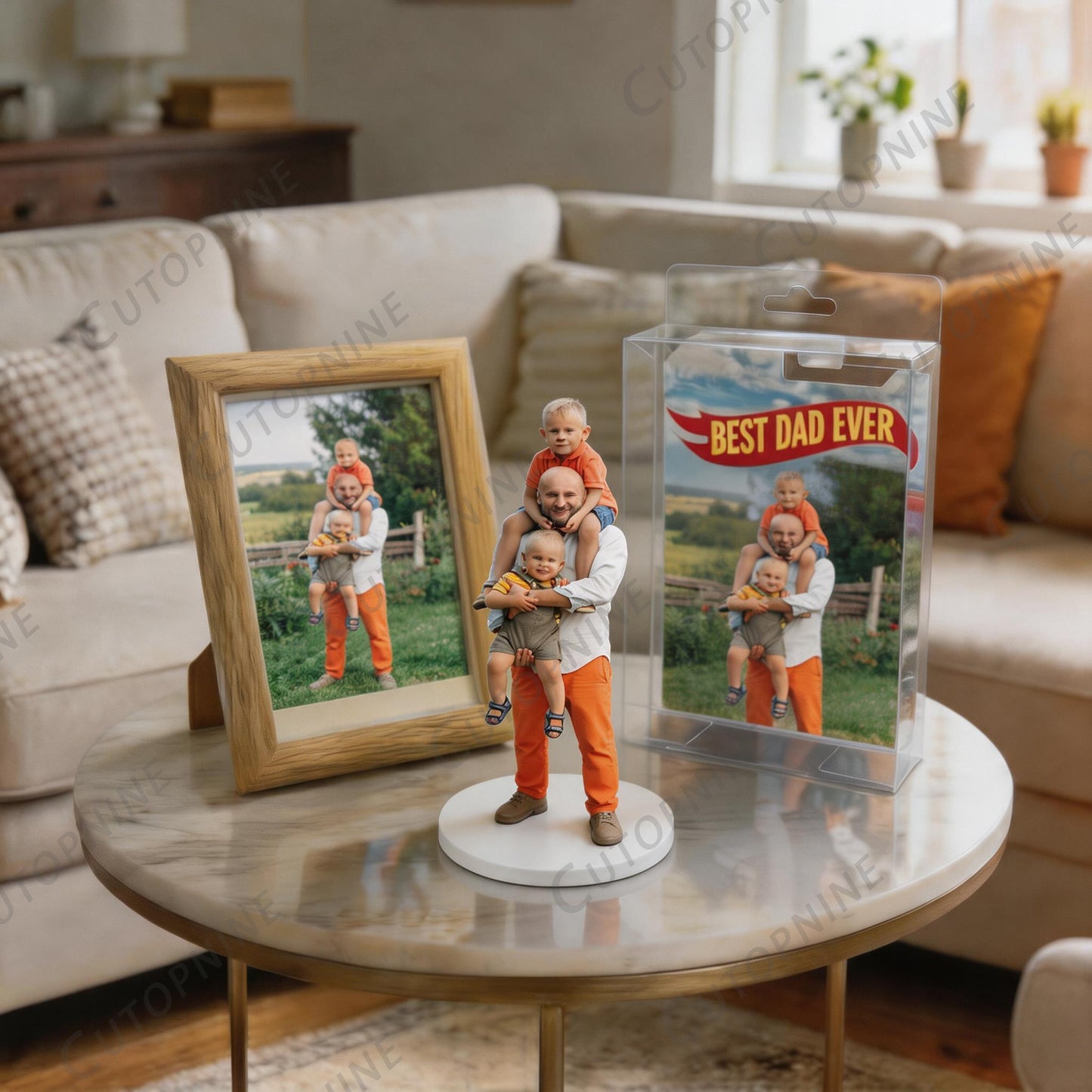 Custom Photo 3D Color Printing Figurine Best Dad Ever Keepsake