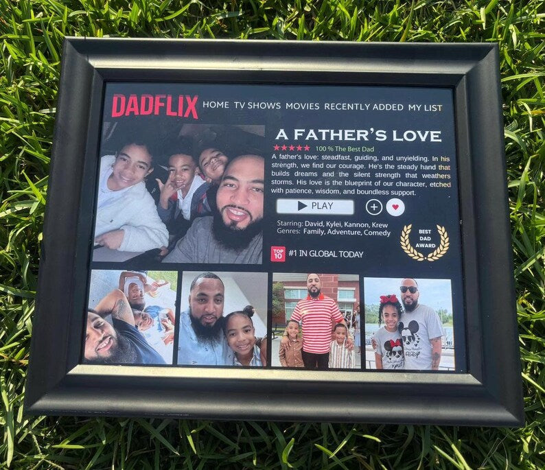 Personalized Dadflix Photo Collage Frame, Custom Text & Photo Gift for Dad