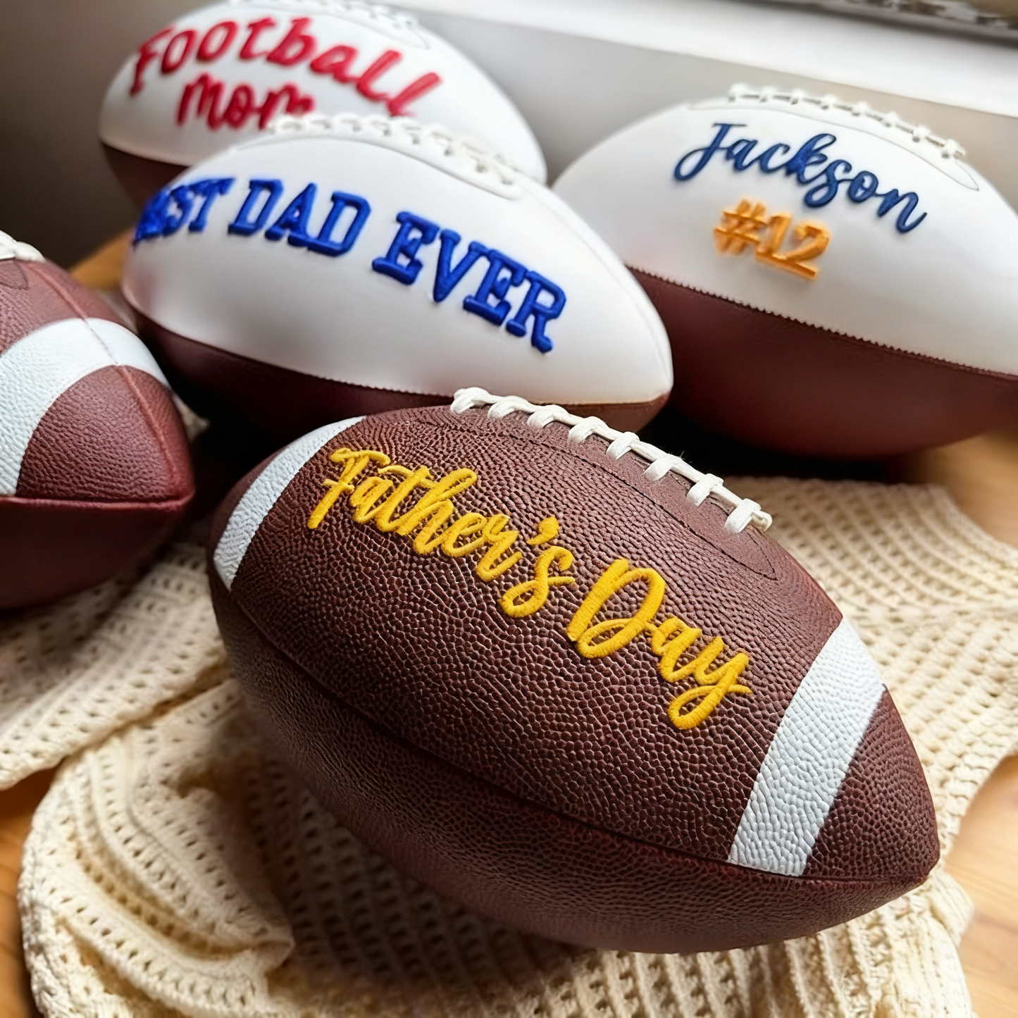 Customizable Embroidered Football, Unique Gift for Dad Mom Coach Sports Fans
