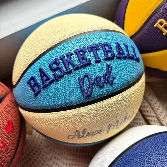 Custom 3D Embroidered Basketball, "Best Dad Ever" Basketball Gift for Sports Dad