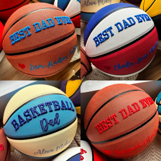 Custom 3D Embroidered Basketball, "Best Dad Ever" Basketball Gift for Sports Dad