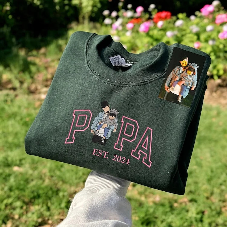 Custom Embroidered Photo Sweatshirt, Personalized Family Portrait Hoodie, Unique Keepsake Gift