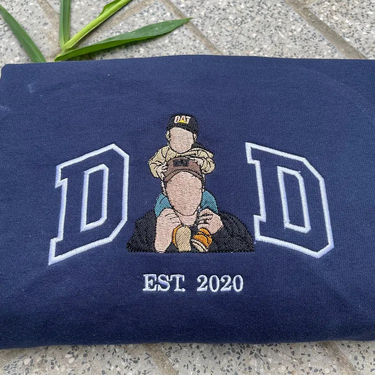 Custom Embroidered Photo Sweatshirt, Personalized Family Portrait Hoodie, Unique Keepsake Gift