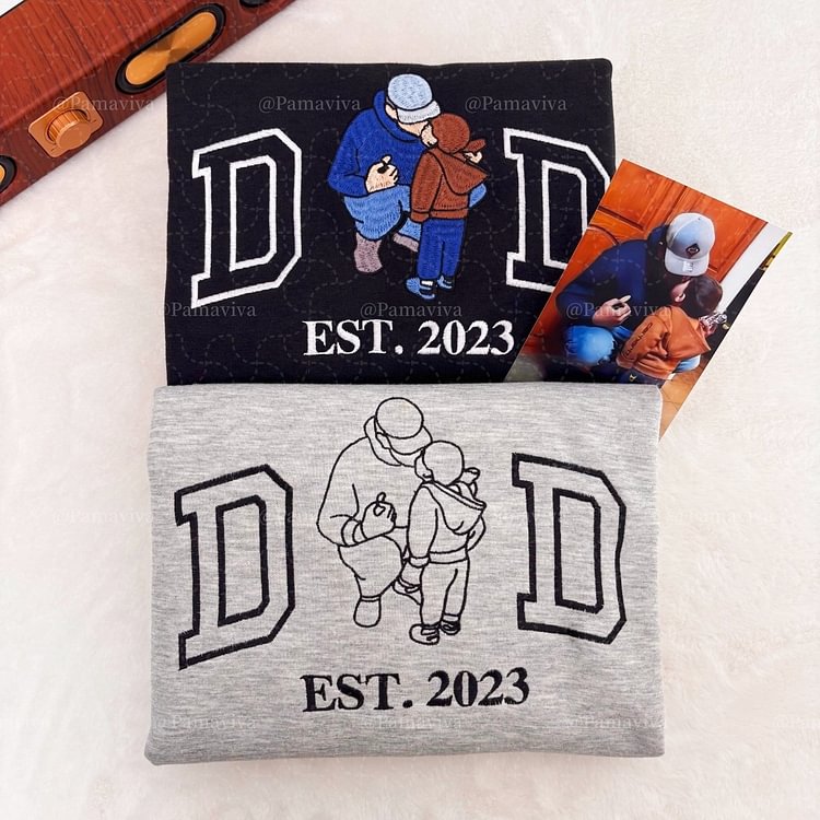 Custom Embroidered Photo Sweatshirt, Personalized Family Portrait Hoodie, Unique Keepsake Gift