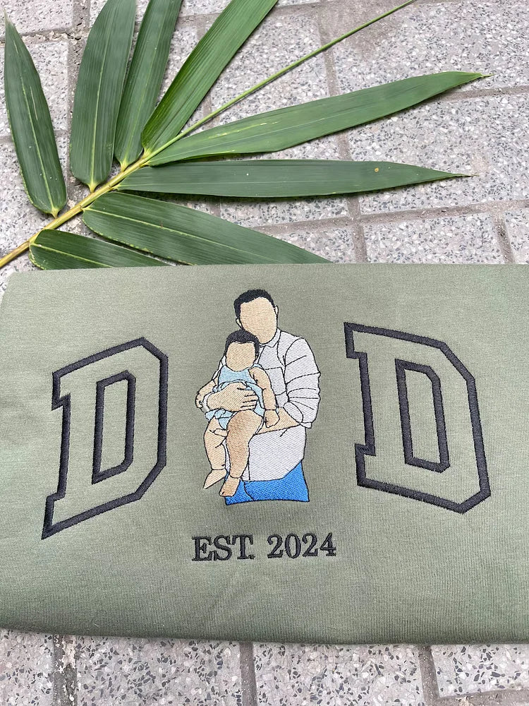 Custom Embroidered Photo Sweatshirt, Personalized Family Portrait Hoodie, Unique Keepsake Gift