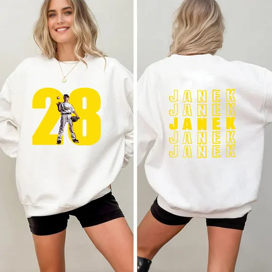 Personalized Photo Jersey Number Sweatshirt | Custom Repeated Back Name Baseball Crewneck