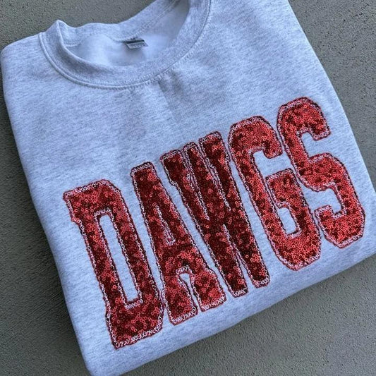 Personalized Sequin Applique Mascot Team Name Sweatshirt for Sports Moms | Game Day Gift