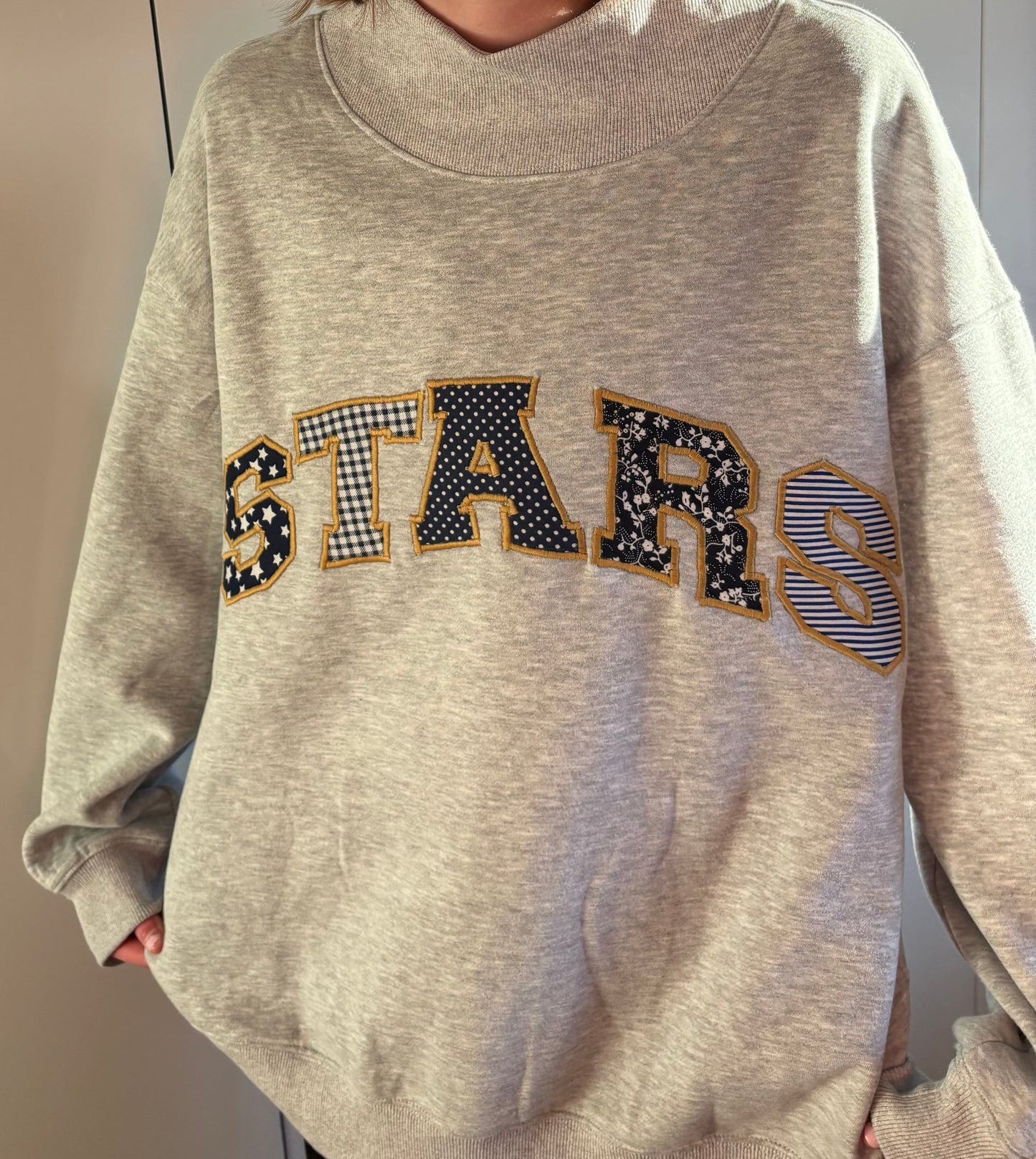 Personalized Pattern Patch College Letter Crewneck Mockneck Hoodie Sweatshirt
