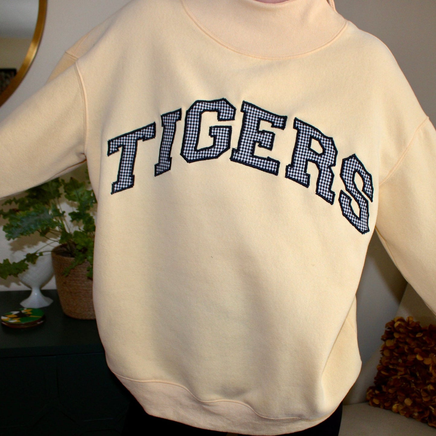 Personalized Pattern Patch College Letter Crewneck Mockneck Hoodie Sweatshirt
