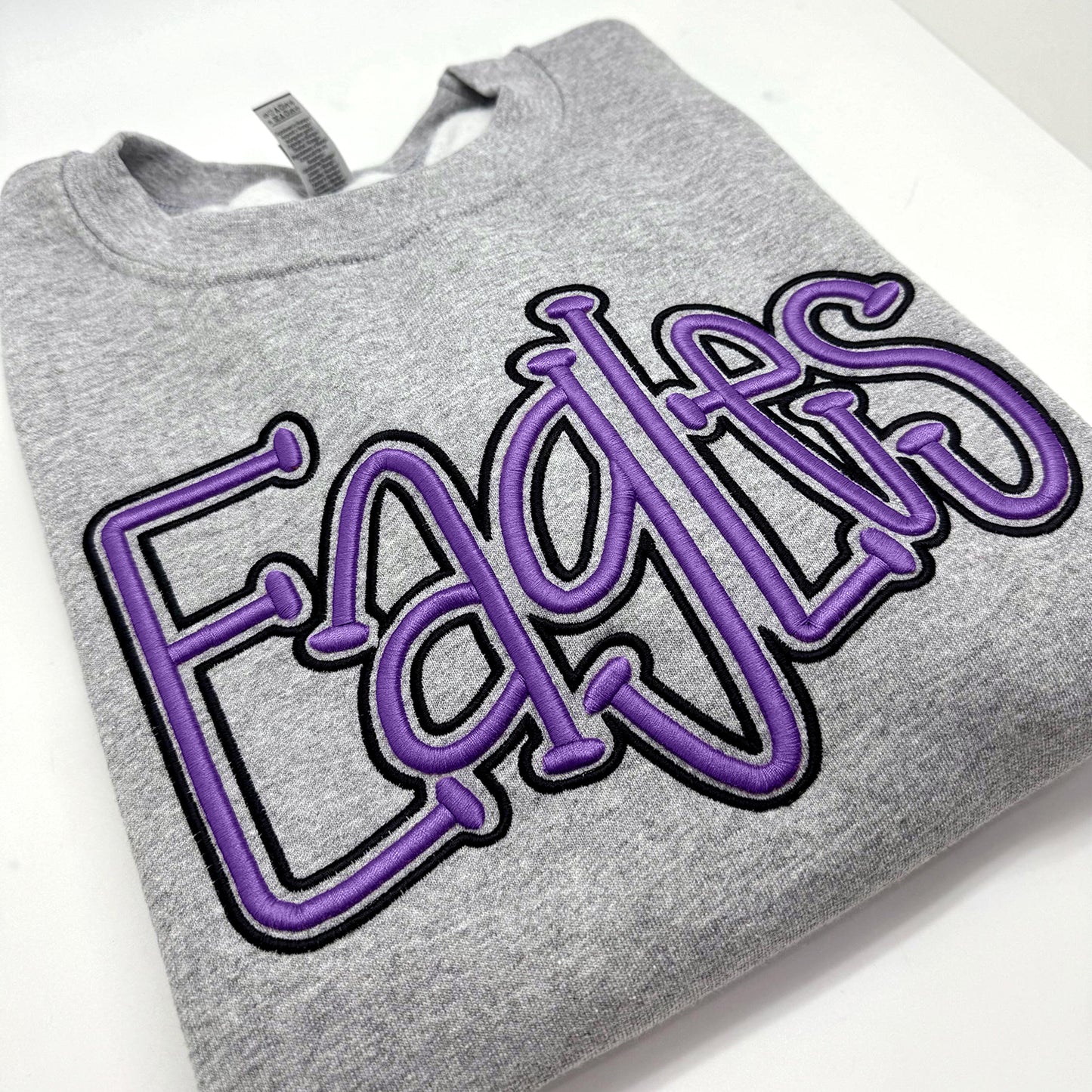 Custom Double Layer 3D Puff Embroidery Sports Crewneck Sweatshirt