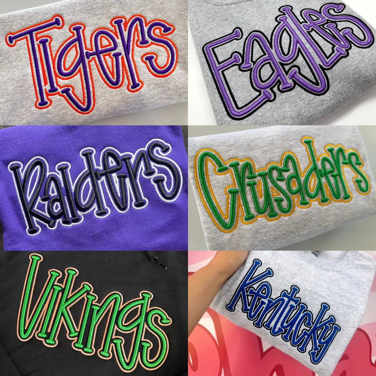 Custom Double Layer 3D Puff Embroidery Sports Crewneck Sweatshirt