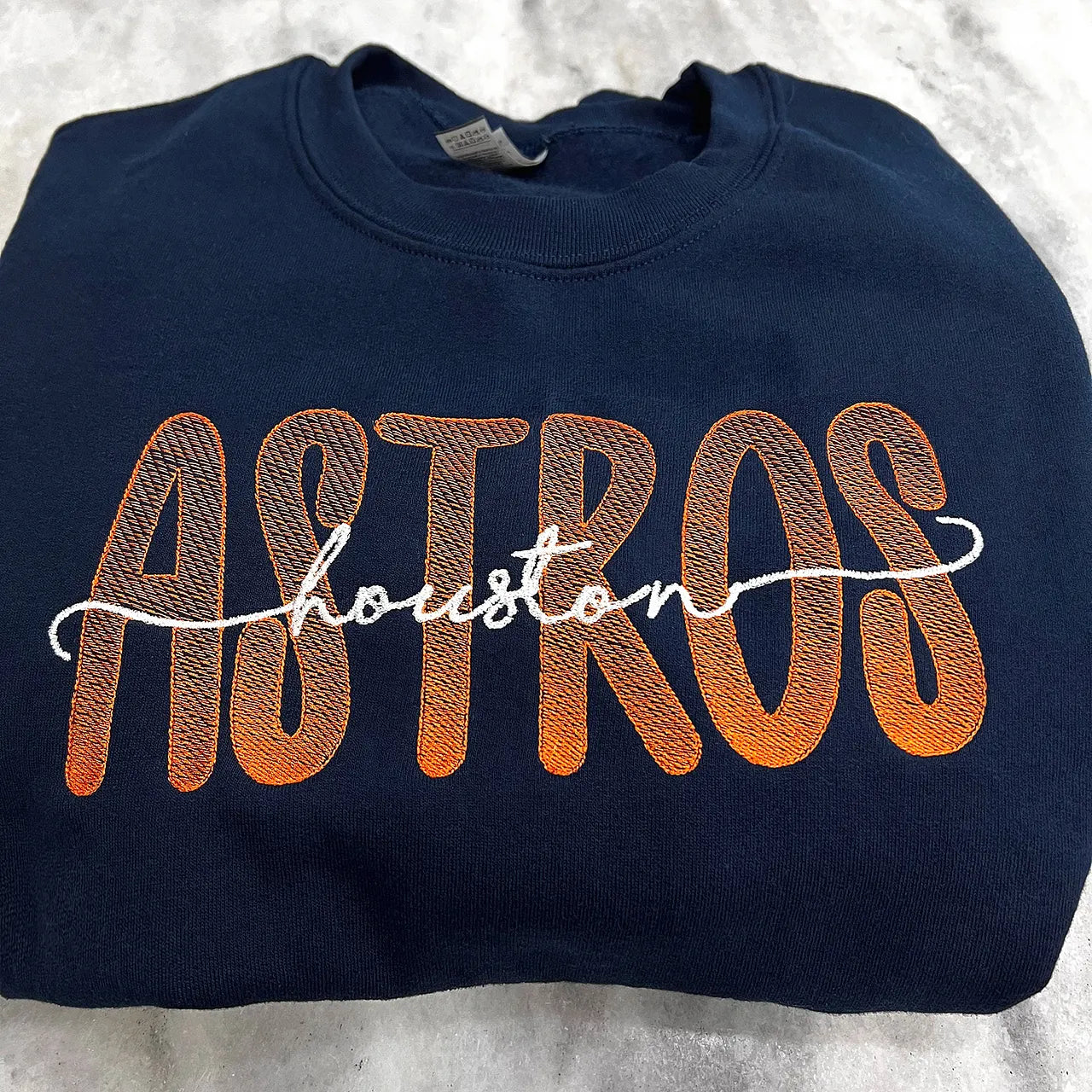 Personalized Two-Layer Script Gradient Embroidery Sports Crewneck For Game Day