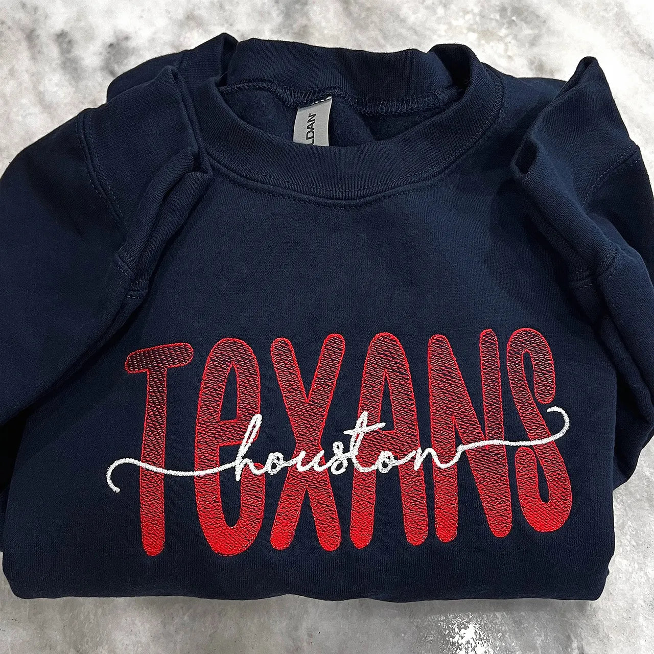 Personalized Two-Layer Script Gradient Embroidery Sports Crewneck For Game Day