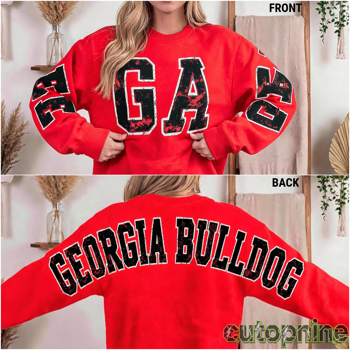Custom Georgia Vintage Letter Print Sweatshirt