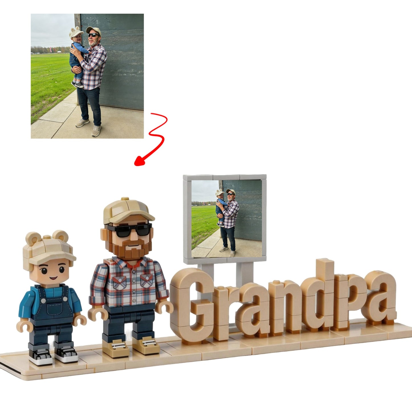 Personalized Custom Photo Figure & 3D Letter Brick Set