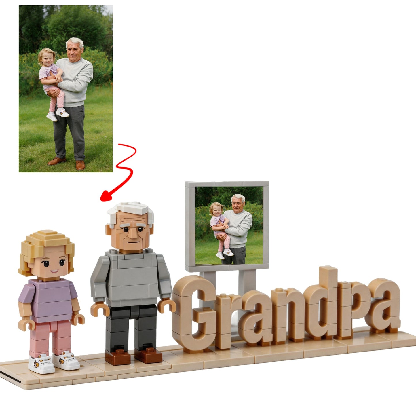 Personalized Custom Photo Figure & 3D Letter Brick Set