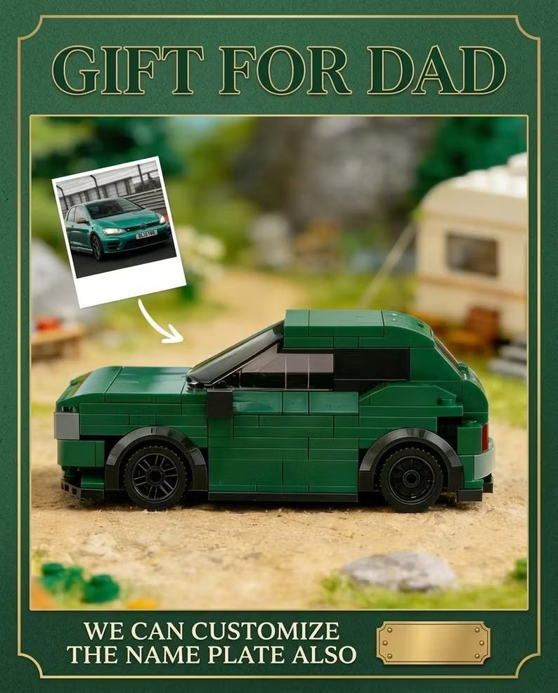 Personalized Custom Car And Figure Brick Model From Photo Perfect Gift For Dad