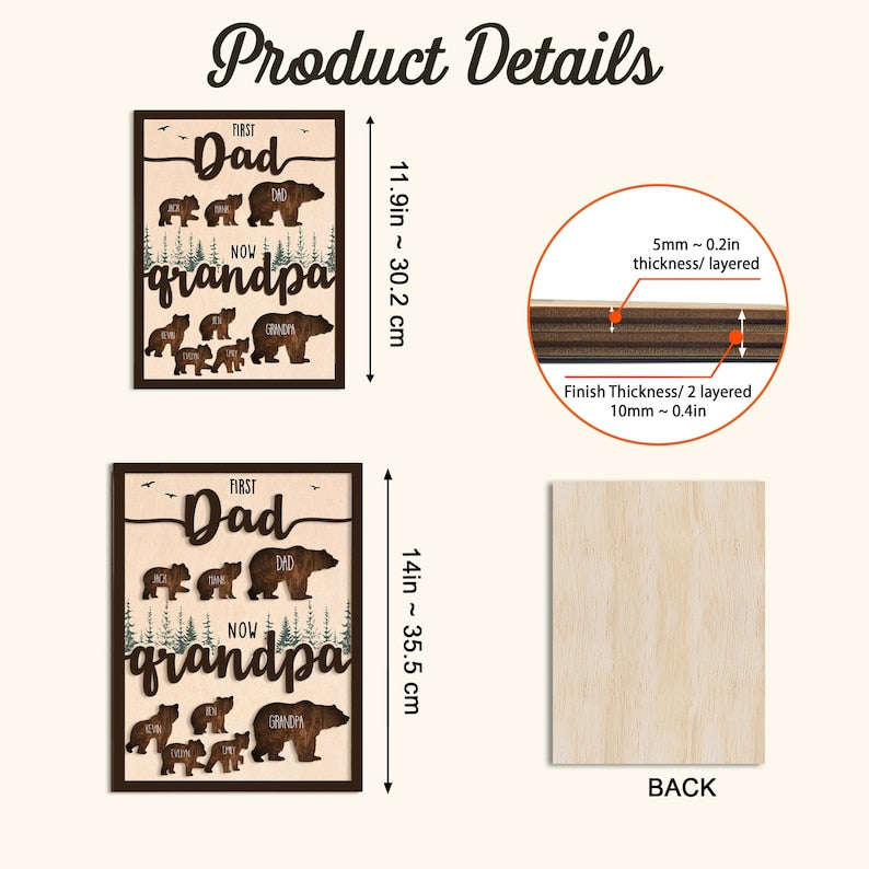 The "First Dad Now Grandpa" Custom Bear Sign