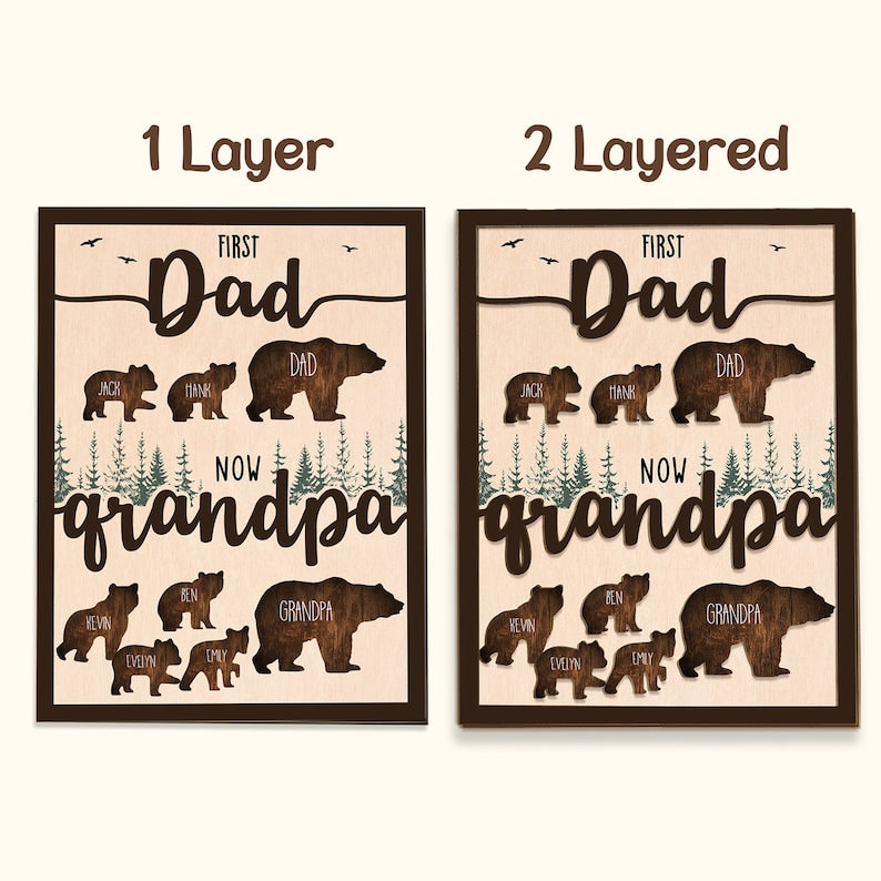 The "First Dad Now Grandpa" Custom Bear Sign