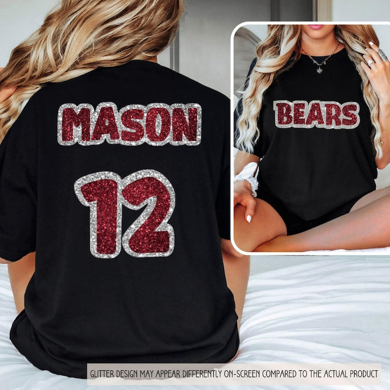 Custom Glitter Football Shirt – Mascot Tee – Personalized Game Day Gift