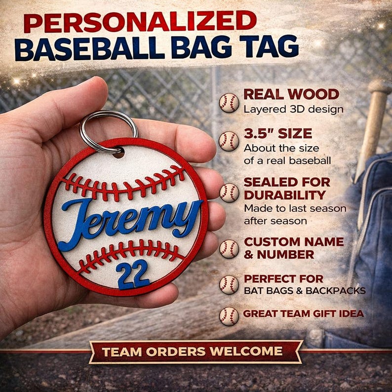 The Home Run | Custom 3D Baseball Team Keychains