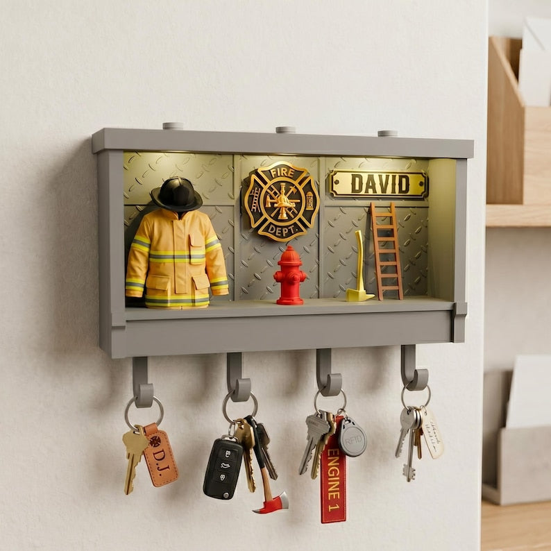 The "First In, Last Out" Personalized Fire Dept Key Hanger