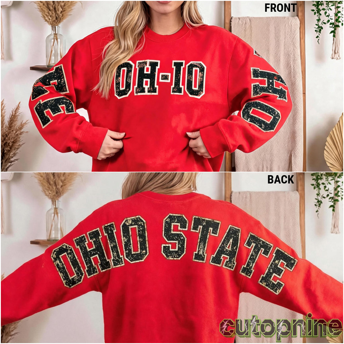 Custom Ohio Vintage Letter Print Sweatshirt