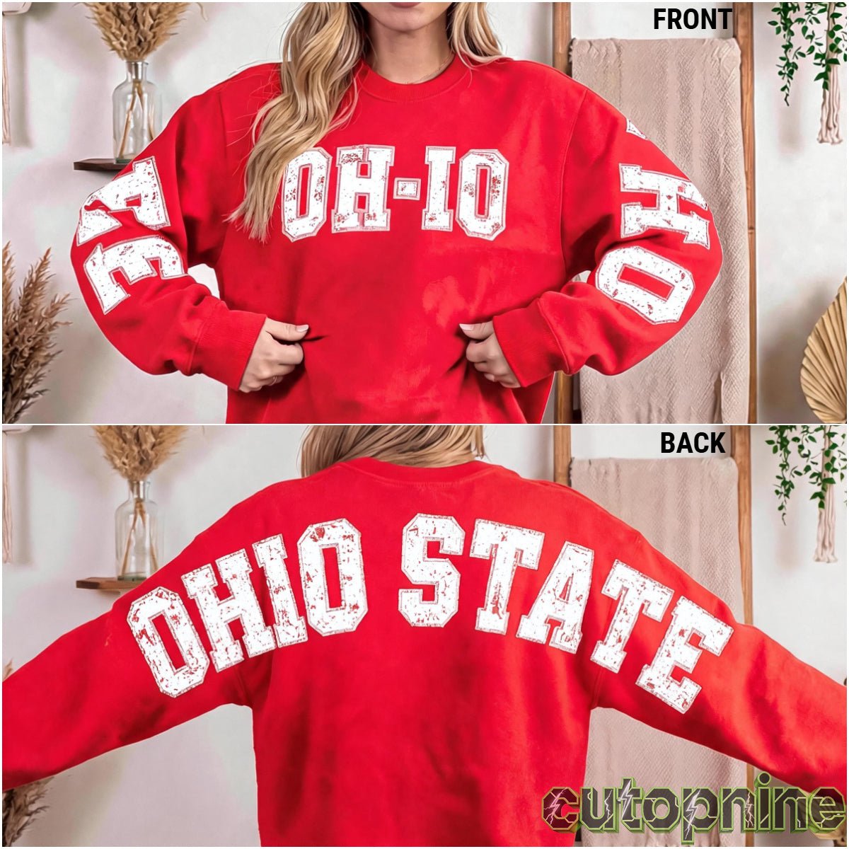 Custom Ohio Vintage Letter Print Sweatshirt