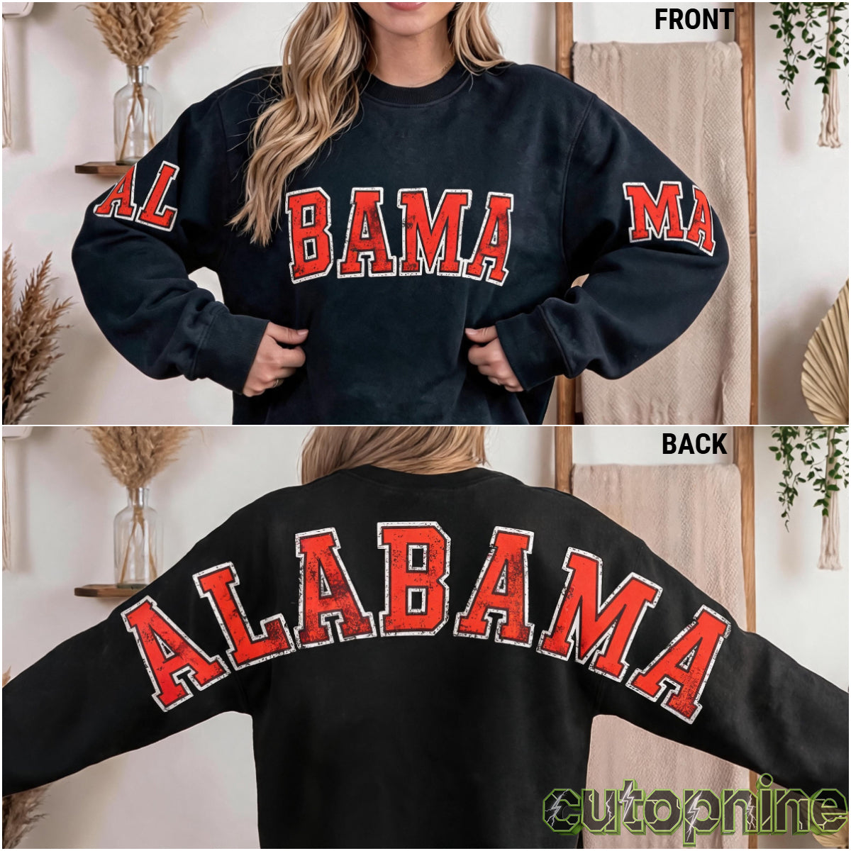 Custom Alabama Vintage Letter Print Sweatshirt