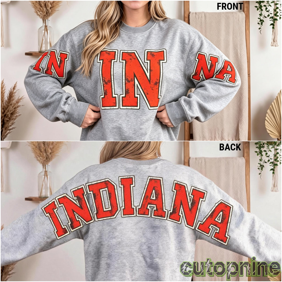 Custom Indiana Vintage Letter Print Sweatshirt