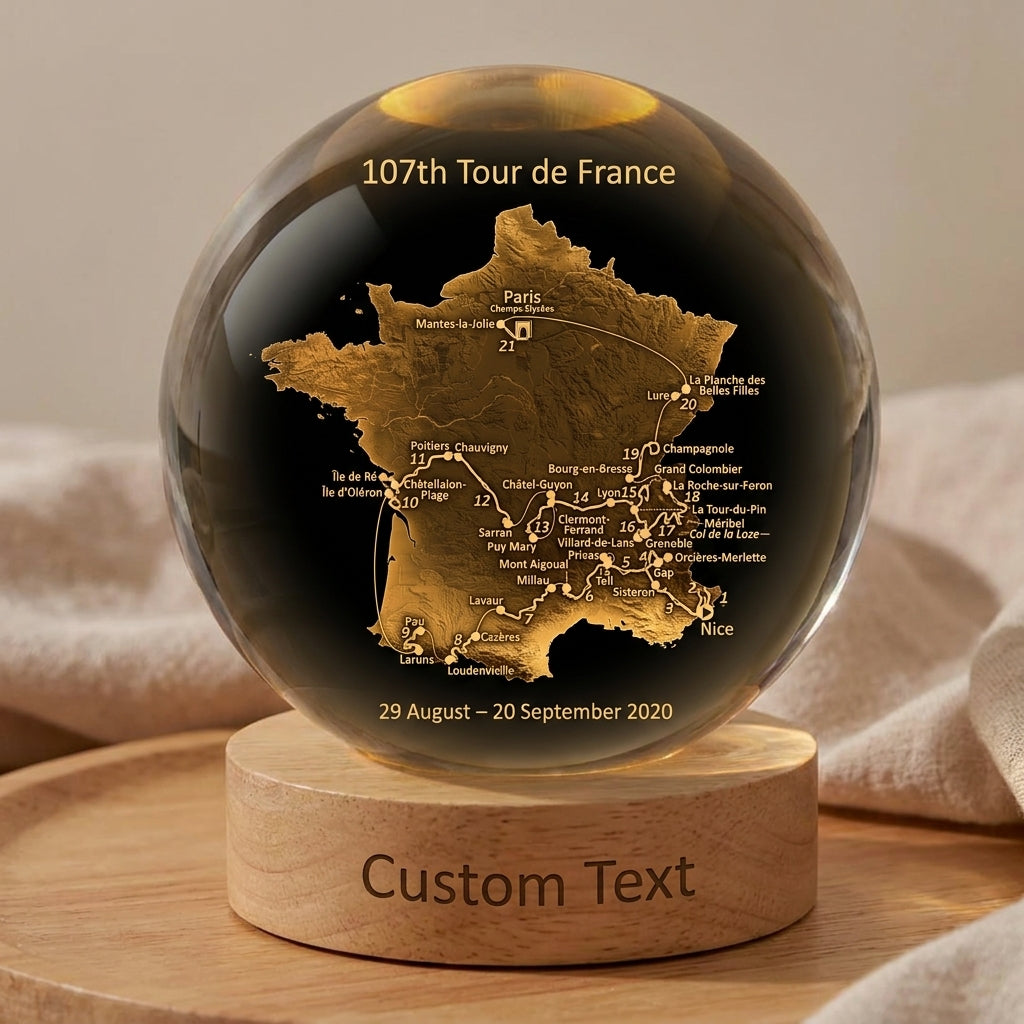 The Personalized Biker Ride Track Crystal Sphere
