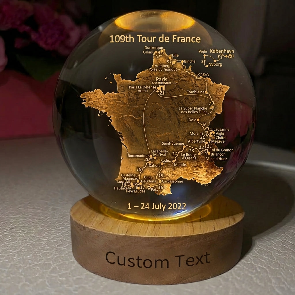 The Personalized Biker Ride Track Crystal Sphere