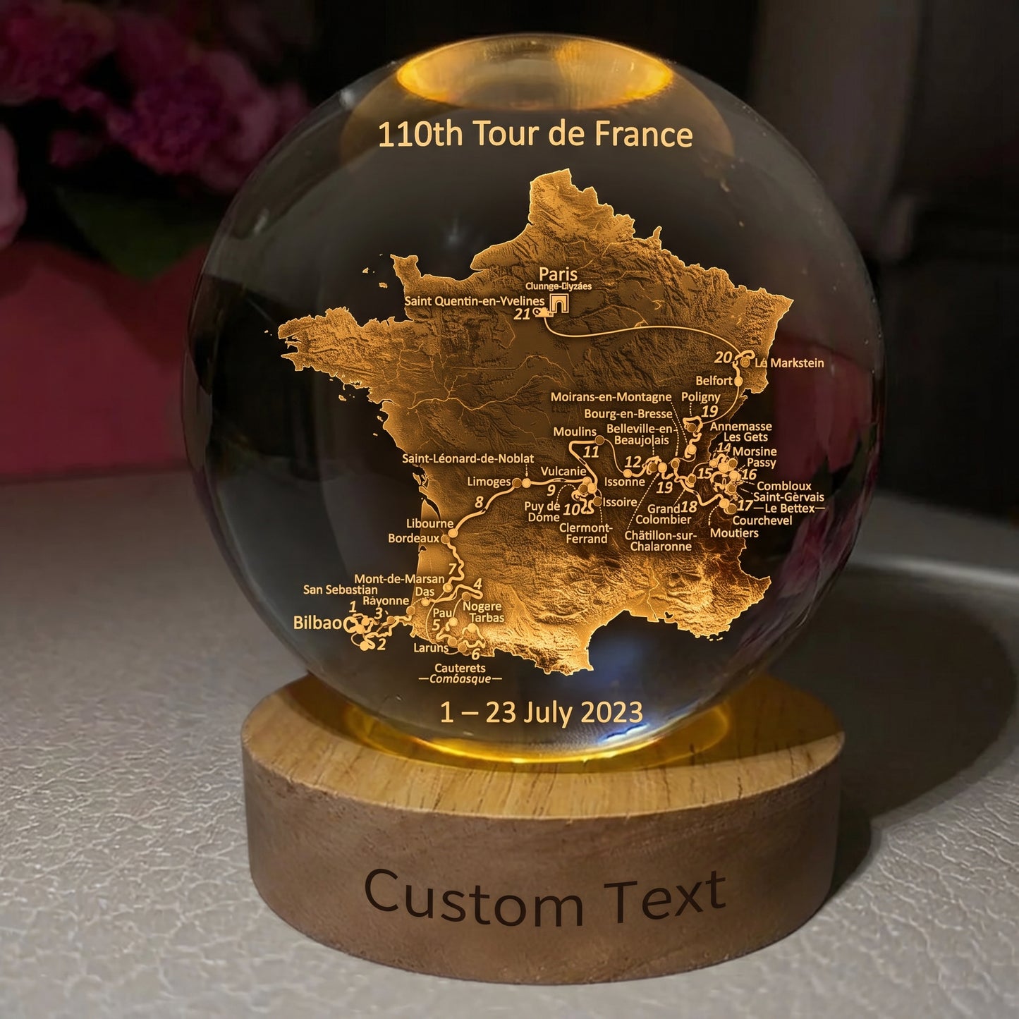 The Personalized Biker Ride Track Crystal Sphere