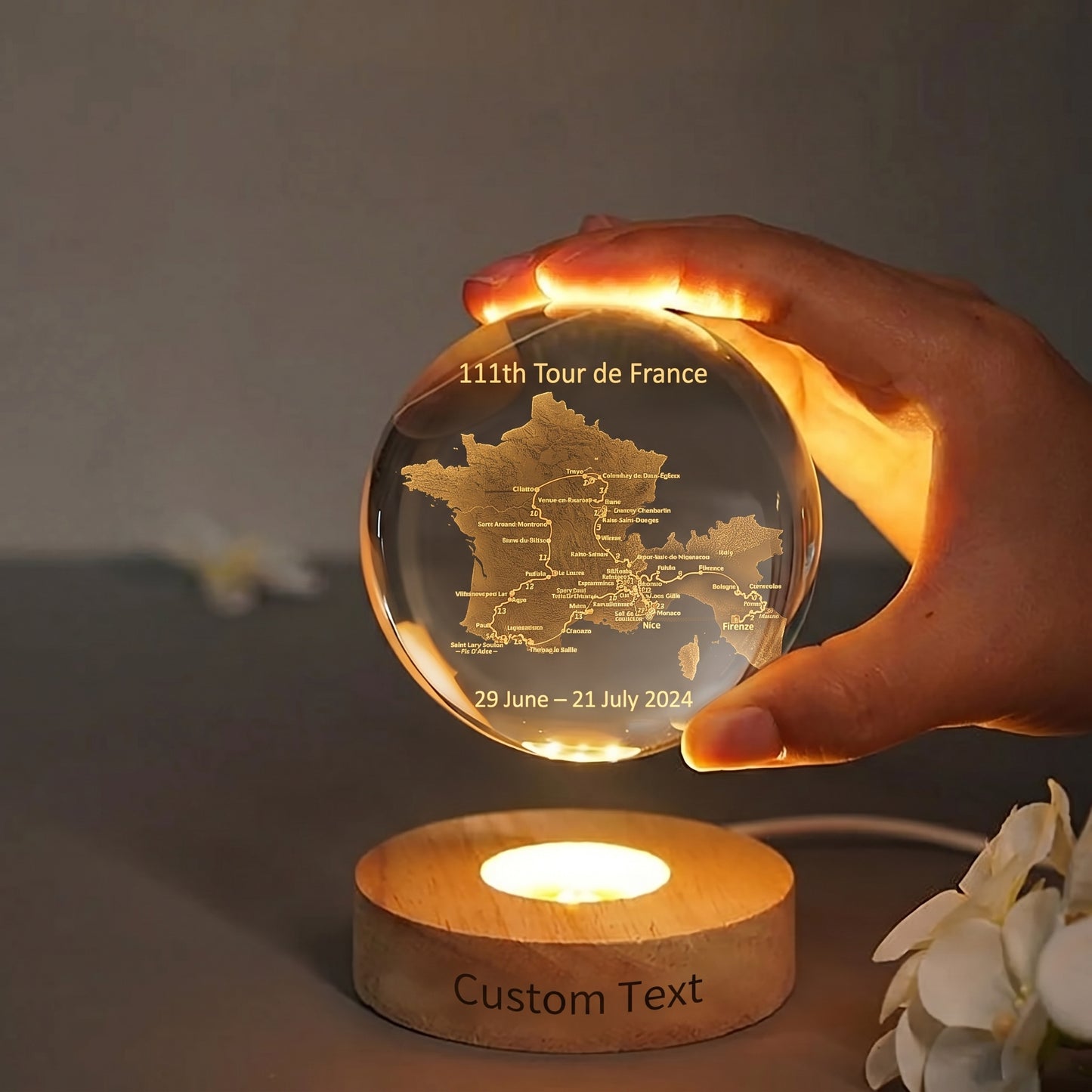 The Personalized Biker Ride Track Crystal Sphere